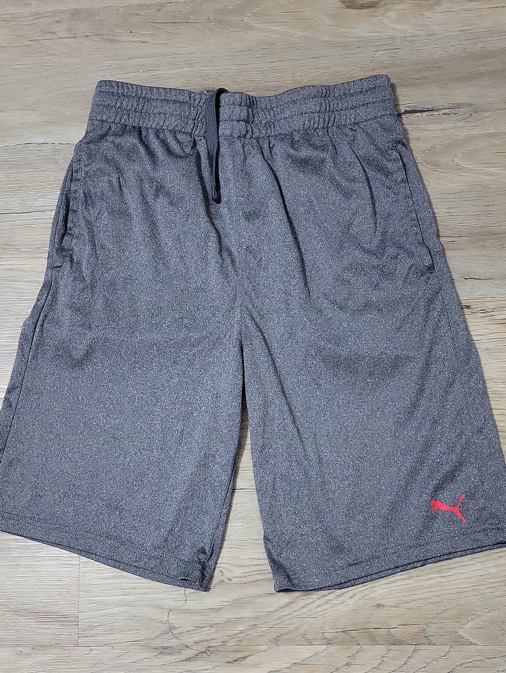 Puma Heather Gray Athletic Shorts with Red Puma Logo